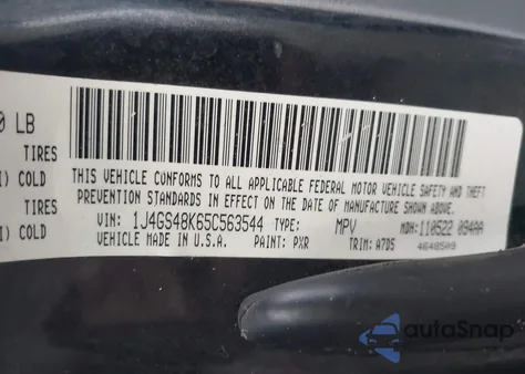2005 Jeep Grand Cherokee Laredo z USA, uszkodzony, nr VIN 1J4GS48K65C563544